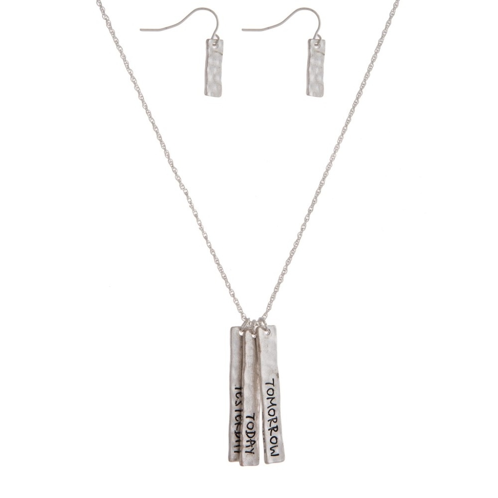 Yesterday, Today & Tomorrow Silvertone Necklace